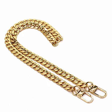 M-W 23.6" Iron Flat Chain Strap Handbag Chains Accessories Purse Straps Shoulder Replacement Straps, with Metal Buckles (Gold)