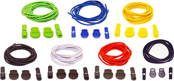 Elastic Shoelaces with Easy Slide Lock (7 Pairs) - Unisex for Adults, Kids and Seniors - Ideal for Athletic, Work and Casual Shoes