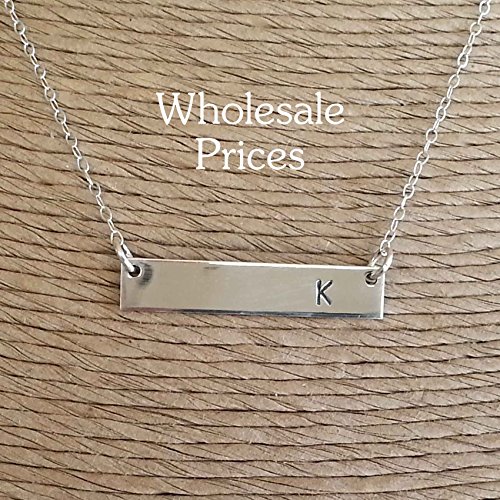 Stamped Sterling Silver Bar Necklace, Personalized Necklace, Statement, Initial Necklace, Holiday Gifts, Valentines Gift
