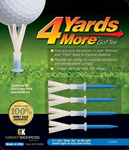 4 More Yards Plastic Golf Tees - 3 1/4" - Blue (4 Tees)
