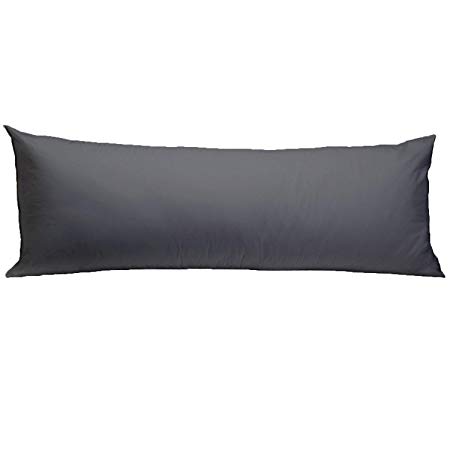 American Body Pillowcase Pillow Cover 20 x 54 Dark Gray Zipper Closer Set of 1 Body Pillow Cases 500 Thread Count 100% Pure Egyptian Cotton Body Pillow Cases 20 x 54 Dark Gray Solid