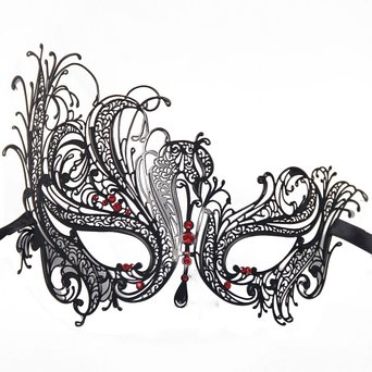 Signstek Metal Laser Cut Filigree Masquerade Venetian Party Mask Black