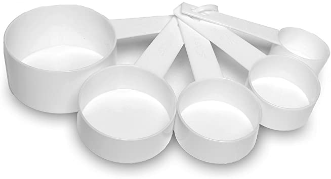 Measuring Cups 5 Pieces Set Hard Plastic White by Topenca Supplies