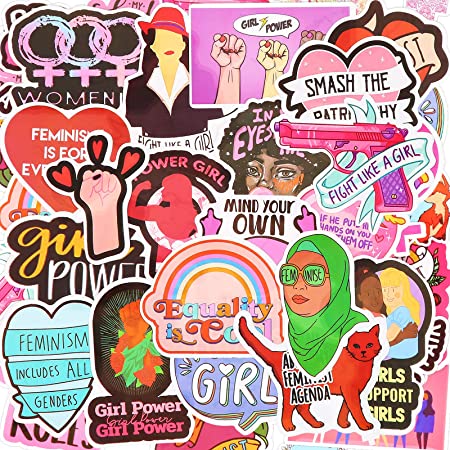 70 Pieces Feminist Stickers Vinyl Waterproof Decal Stickers Girls Power Stickers Feminist Presents Waterproof Vinyl Decal for Bumper, Water Bottles, Computer, Phone, Hard Hat, Car Stickers and Decals