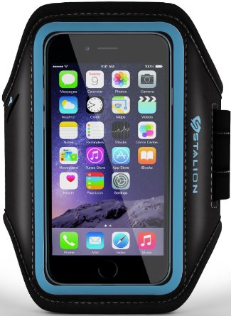 iPhone 6 6S PLUS Armband: Stalion® Sports Running & Exercise Gym Sportband (5.5-Inch)(Cyan Blue)Water Resistant   Sweat Proof   Key Holder   ID / Credit Card / Money Holder