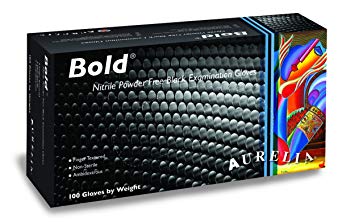 Bold 73996 Nitrile Powder Free Examination Glove, 5 mL, Small, Black (Pack of 100)