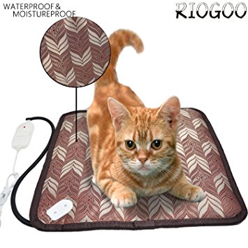 RIOGOO Pet Dog Waterproof Electric Heating Mat Thermal Cat Warming Pad With Anti Bite Tube