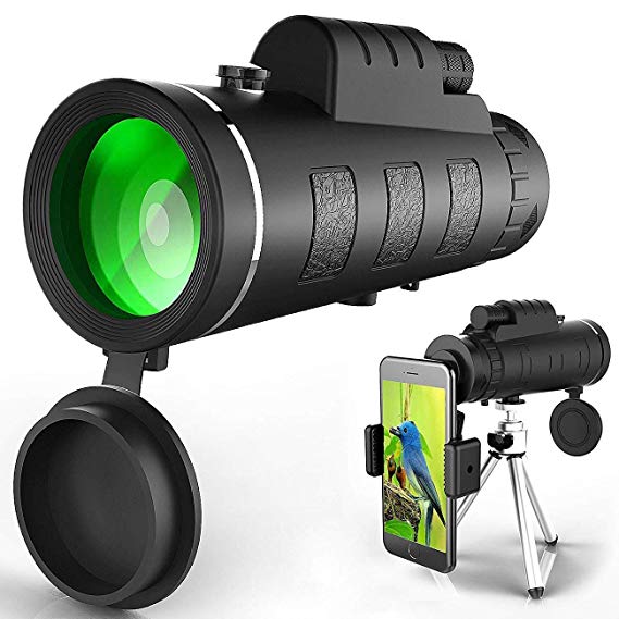 Monocular Telescope, High Power Monocular Scope Waterproof Monoculars with Phone Clip and Tripod for Cell Phone for Bird Watching Q8