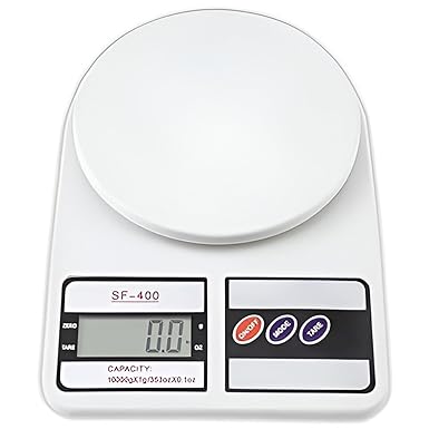 Digital Kitchen Weighing Scale & Food Weight Machine for Health, 10kg X 1gm, Fitness, Home Baking & Cooking, White. For Domestic Use Only (SF400) | 2 Batteries included