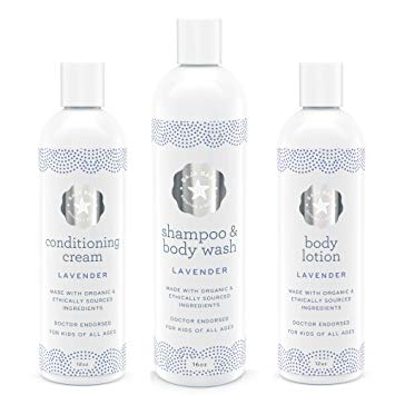 Newborn Gift Set Lavender - EWG VERIFIED™ - 16 Ounce Lavender Shampoo & Body Wash, 12 Ounce Lavender Body Lotion & 12 Ounce Lavender Conditioner - A Luxury Baby Shower Gift For Organic Moms