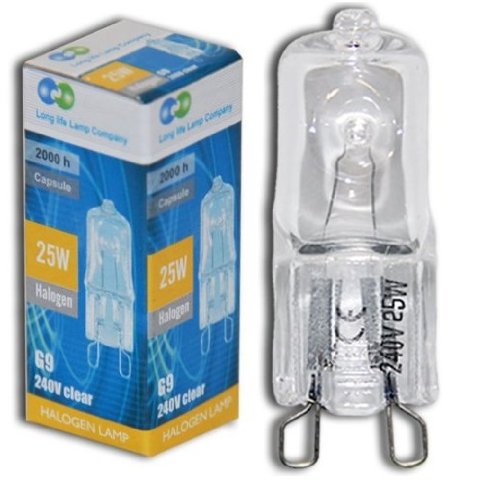 2 x G9 25w Clear Halogen Lamps Light Bulbs 240v