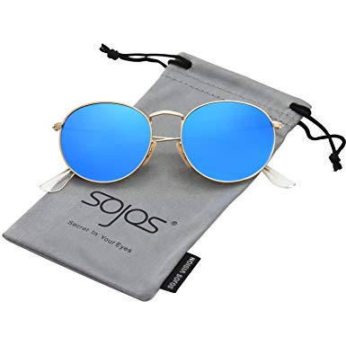 SojoS Small Round Polarized Sunglasses Mirrored Lens Unisex Glasses SJ1014