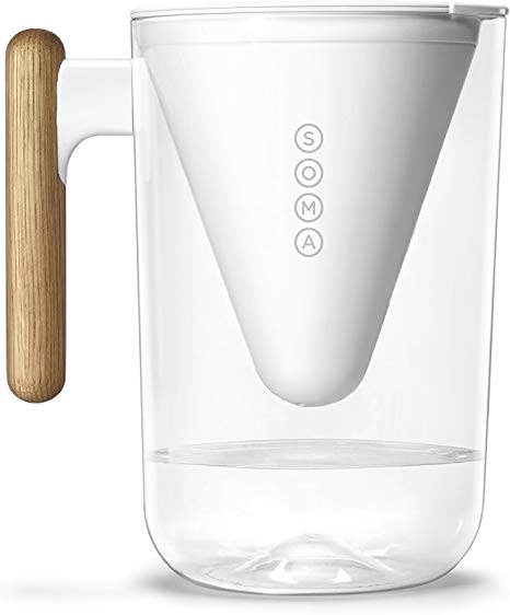Soma Sustainable Pitcher and Plant-Based Water Filter, White