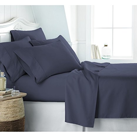 Egyptian Luxury 1800 Hotel Collection Bed Sheet Set - Deep Pockets, Wrinkle and Fade Resistant, Hypoallergenic Sheet and Pillow Case Set - (King,Navy)