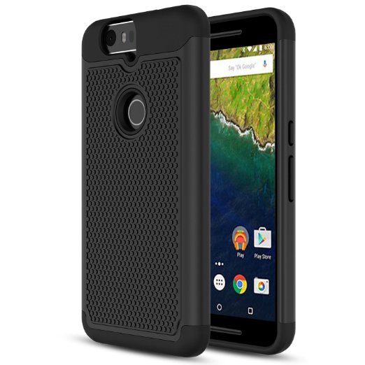 Nexus 6P Case - MoKo Anti Drop Hard Polycarbonate  Silicone Protector Bumper Cover for Google Nexus 6P by Huawei 57 Inch Smartphone 2015 BLACK Not Fit Nexus 6 2014 Version