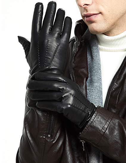 Leather Gloves for Men - Deluxe Sheep and Deer Skin Leather Men’s Gloves Lined