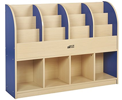 ECR4Kids Colorful Essentials Single-Sided Book Display and Storage Cabinet - Standard - Maple/Blue