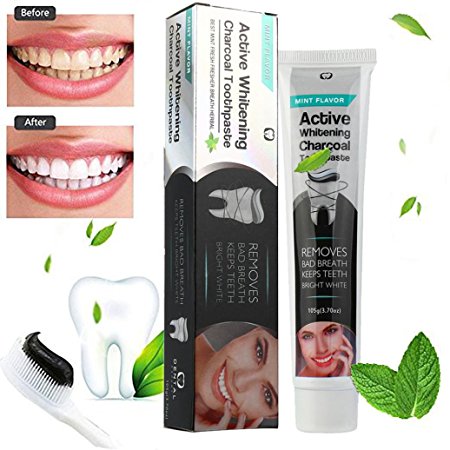 SMTSMT 2018 Activated Charcoal Teeth Whitening Toothpaste Natural Black Mint Flavor Herbal (105g)