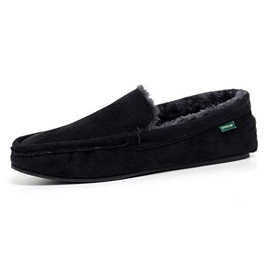 Mens Famous Dunlop GEORGE Moccasin Loafers Faux Sheepskin Fur Slippers with Rubber Sole