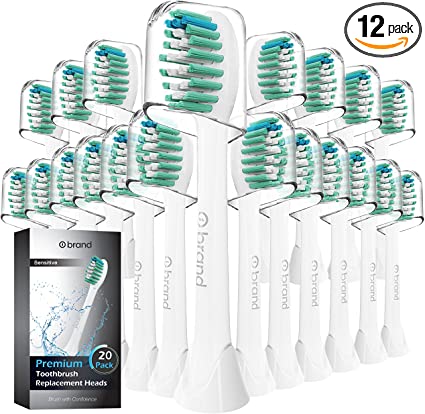 20 Pack o1brand Toothbrush Heads Compatible with Sonicare Electric Toothbrush, Sensitive, Premium Replacement Brush Heads (Sensitive)