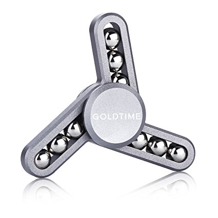 Fidget Hand Spinner, Goldtime Brushed Stainless Steel Tri-Spinner Stress Reducer EDC Focus Finger Toy, Spins up to 3min,Perfect Gift For ADD, ADHD, Anxiety, and Autism Adult Children(Grey)
