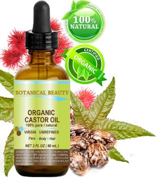 ORGANIC CASTOR OIL 100 Pure  Natural  Cold Pressed Carrier oil 2 Floz- 60 ml For Skin Hair Eyelashes Brows and Nail Care quotOne of the richest in ricinoleic acid and omega 6quot