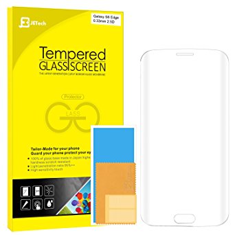 S6 Edge Screen Protector, JETech Full Screen 5.1" Premium Curved Tempered Glass Screen Protector Film for Samsung Galaxy S6 Edge (Crystal Clear) - 0893