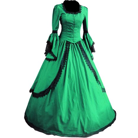 Partiss Women Lace Floor-length Gothic Victorian Dress