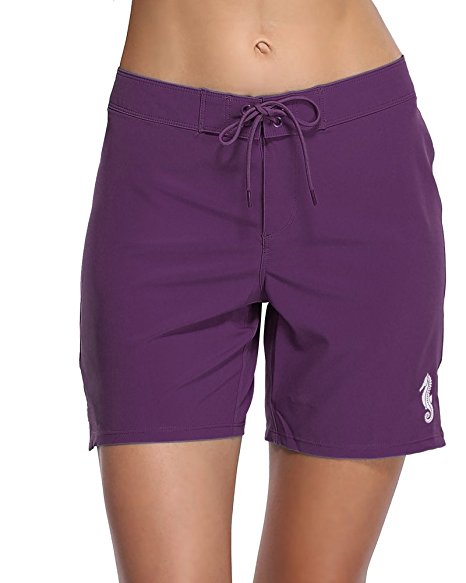 Sociala Women's Solid Board Shorts Workout Shorts Swim Bottom Trunks Boardshorts