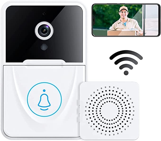 Smart Wireless Remote Video Doorbell Camera, 1080P Intelligent Visual Doorbell Cameras with Free Cloud Storage,Two-Way Calls, Night Vision, IP65 Weatherproof for Home Security