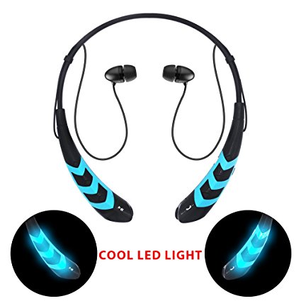 Earfly Bluetooth Headphones Cool LED V4.0 Wireless Sports Headphones Sweatproof Running Gym Stereo Headsets Built-in Mic/APT-X