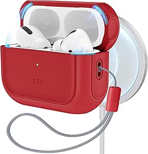 ESR for AirPods Pro 2nd Generation Case (HaloLock), Compatible with Airpods Pro Case 2nd/1st Gen (2023/2022/2019), Compatible with MagSafe, Full Drop Protection Cover with Lanyard, Dark Red