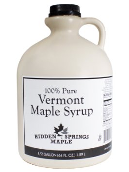 Hidden Springs White Label Vermont Maple Syrup, Premium Grade B, 64 Ounce