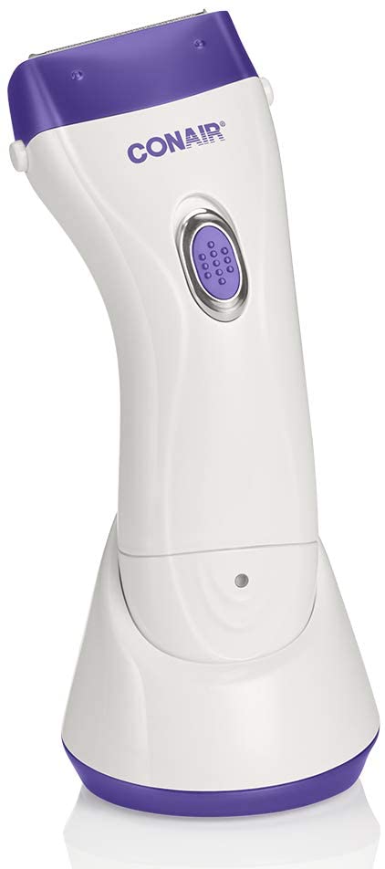 Conair Satiny Smooth Ladies Dual Foil Rechargeable Wet/Dry Shaver with Pop-up Trimmer, Purple/White