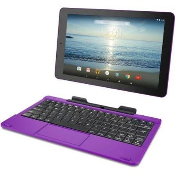 RCA Viking Pro 10.1" 2-in-1 Tablet 32GB Quad Core Purple Laptop Computer with Touchscreen and Detachable Keyboard Google Android 5.0 Lollipop