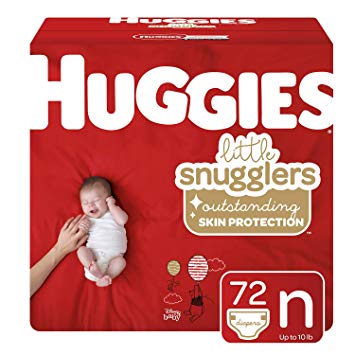 Huggies Little Snugglers Baby Diapers, Size Newborn (up to 10 lb.), Big Pack, 72 Count (Packaging May Vary)