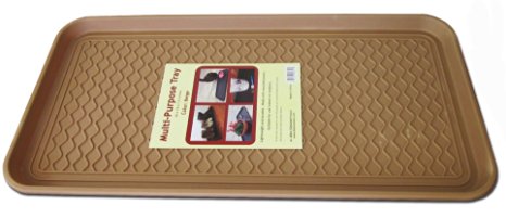 Multi-purpose Tray By Alex Carseon, for Boots, Shoes, Paint, Pets, Garden, Laundry, Kitchen, Pantry, Car, Entryway, Garage, Mudroom. Indoor-outdoor Storage and Floor Protection, Use As Cat Litter Mat or Dog Feeding Mat - 30x15x1.2 Inches (Beige)