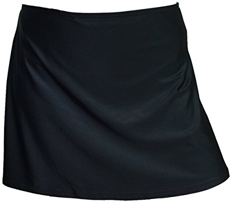 Gabrielle-Aug Women's Solid Black Sports Skirt Bottom Swimsuit(FBA)