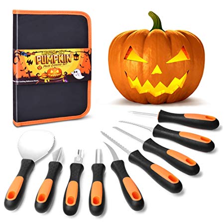 Pumpkin Carving Kit Heavy Duty Stainless Steel Carving Tools Set 9 Pieces for Halloween Decoration