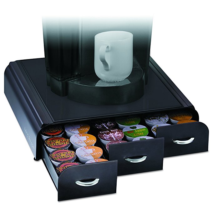 Mind Reader 'Anchor' Triple Drawer single serve coffee pod holder with free milk frother included, Black
