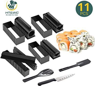DIY SUSHI MAKING KIT for beginners|tutorials step by step|11 pieces with 4 Sushi Rice Roll Mold Shapes|EASY.FUN.HOMECOOKING SUSHI
