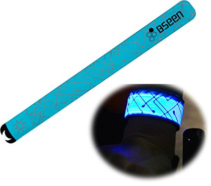 BSeen 2ed Generation LED Slap Band, Patented Heat sealed design, Glow in the Dark, Water/sweat resistant, highly reflective printing, artistic designs, fashion meets safety