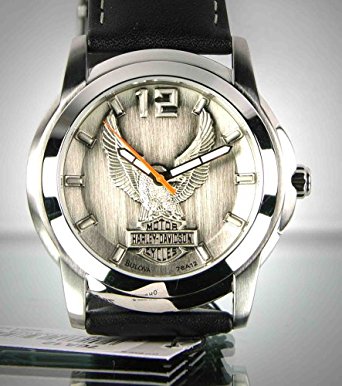 Harley-Davidson® Bulova® Men's Watch. Raise pewter dial. 76A12