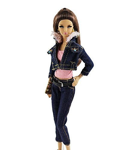 ZITA ELEMENT 5in1 Set Denim Wear Fashion Outfit Clothes Coat jeans vest bag shoes for Barbie Doll