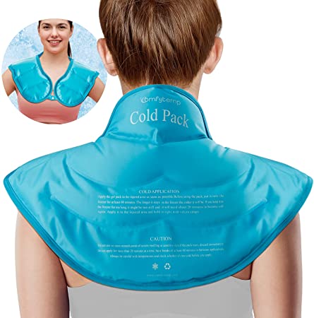 Neck Shoulder Ice Pack, Comfytemp Large Reusable Gel Ice Pack for Neck and Shoulders, Cold Pack Wrap for Upper Back Pain Relief, Cold Compress Therapy for Injuries, Swelling, Bruises, Inflammation