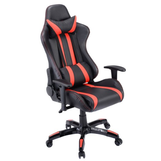 Giantex Executive Racing Style High Back Reclining Chair Gaming Chair Office Computer (Black Red)
