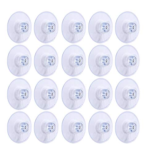 Whaline 20 Packs 45mm Large Suction Cup Plastic Sucker Pads without Hooks, Clear