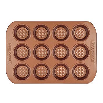 Farberware 47142 Colorvive Nonstick 12-Cup Muffin Tin / Nonstick 12-Cup Cupcake Tin - 12 Cup, Brown