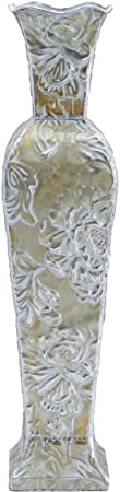 Elements Floral Decorative Metal Vase, 17-Inch