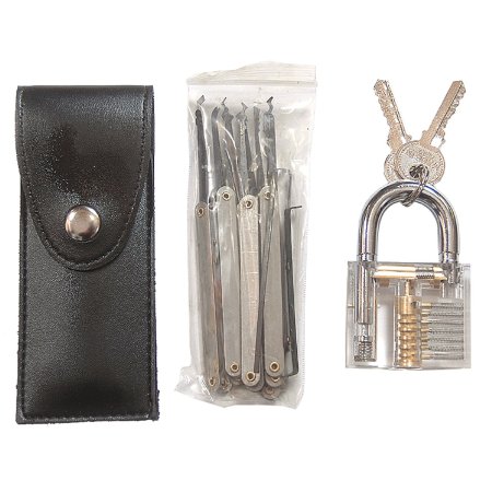 SUNNOW 14-Piece Unlocking Lock Pick Set Key Extractor Tool  Transparent Practice Padlocks